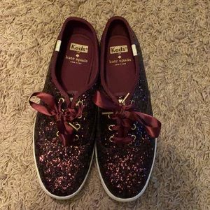 EUC Kate Spade maroon glitter flats. Worn once.